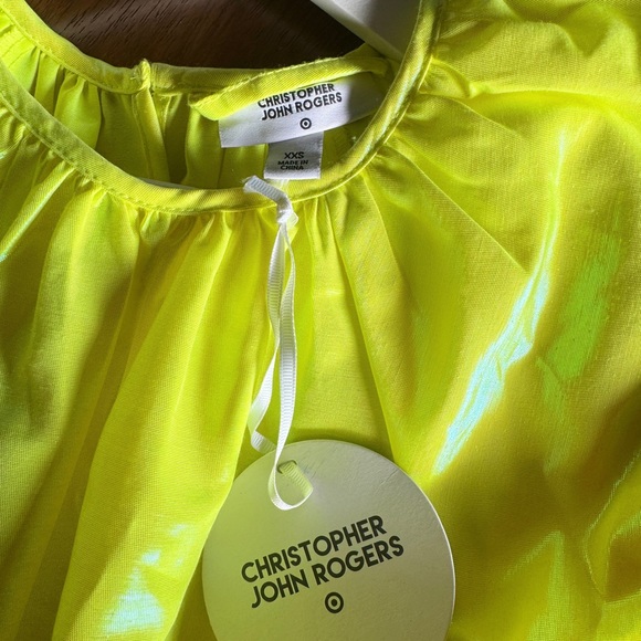 [Christopher John Rogers] Fluorescent Yellow Puff Sleeve Dress - Picture 2 of 2